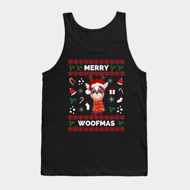 Chihuahua Dog Merry Woofmas Christmas Gift - Chihuahua Funny Holiday Christmas - Chihuahua Funny Holiday Christmas Celebration - Chihuahua Lover Gifts Tank Top by Famgift